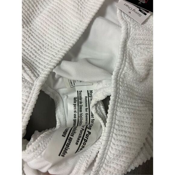 No Boundaries Juniors Textured High Rise Bikini Bottom and Top Set. White. New w - Picture 7 of 7